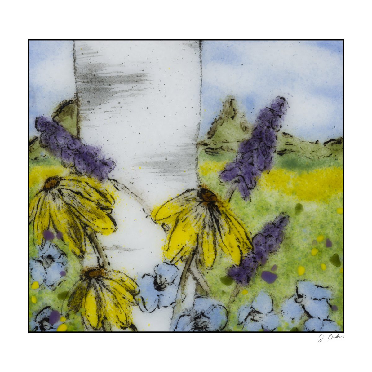 Sgraffito 31 Print Jennifer Baker Glass Art