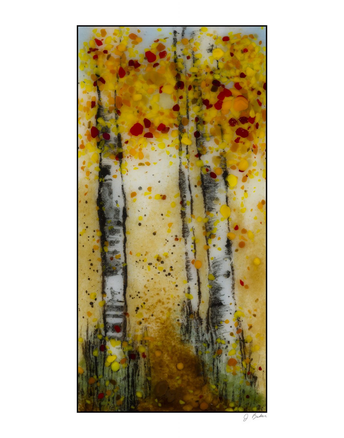 Sgraffito Aspen Study 17 Print Jennifer Baker Glass Art
