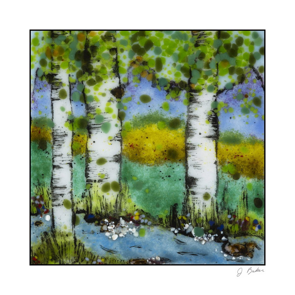 Sgraffito Aspen Study 17 Print Jennifer Baker Glass Art