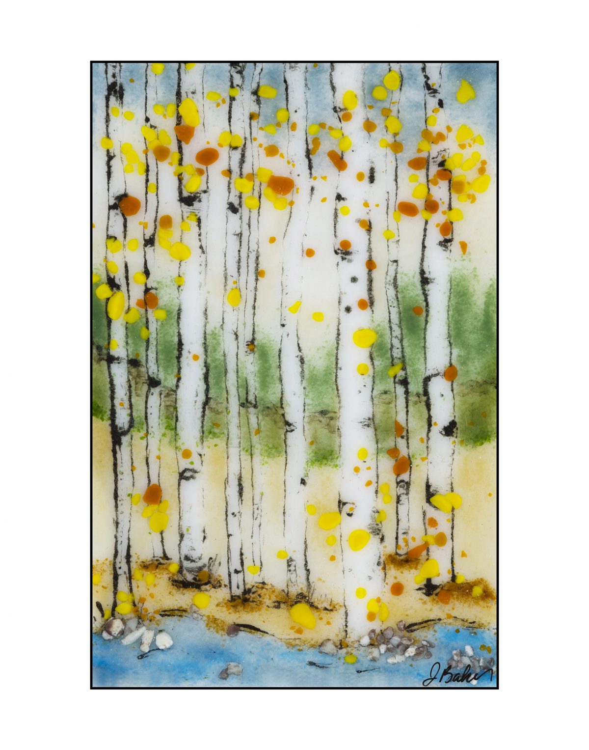 Sgraffito Aspen Study 33 Print Jennifer Baker Glass Art