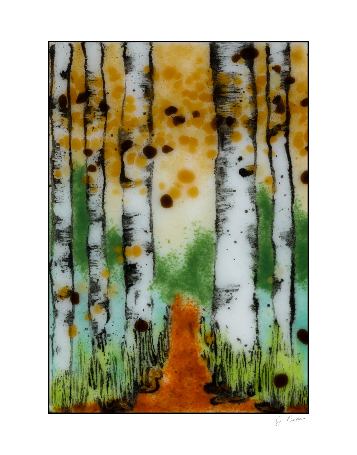 Sgraffito Aspen Study 33 Print Jennifer Baker Glass Art